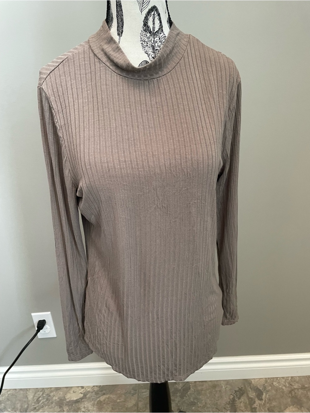 Cozy Casual Ribbed Long Sleeve Top - Taupe Gray